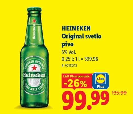 Heineken Original svetlo pivo
