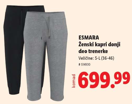 ESMARA Ženski kapri donji deo trenerke