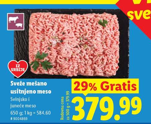 Sveže mešano usitnjeno meso