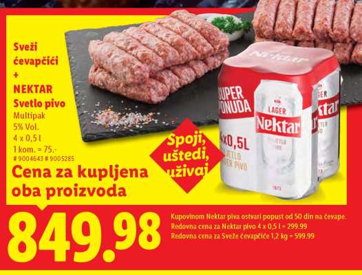 Svěží čevapčiči + NEKTAR Světlé pivo