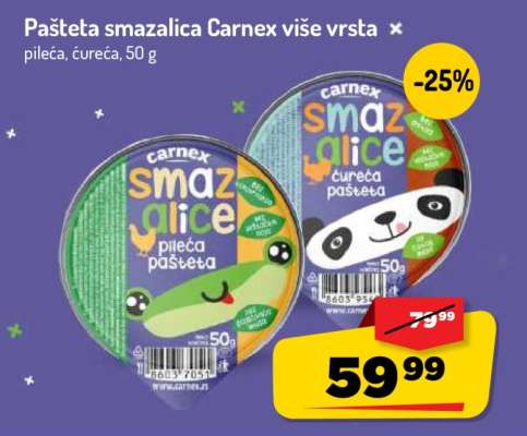 Pašteta smazalica Carnex više vrsta