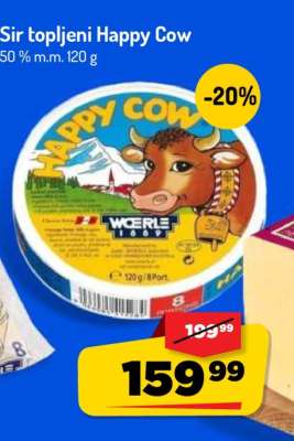 Sir topljeni Happy Cow