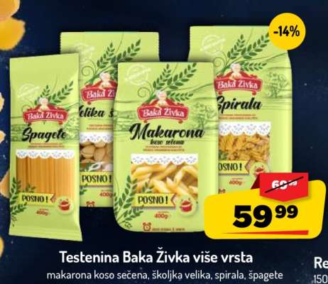 Testenina Baka Živka više vrsta