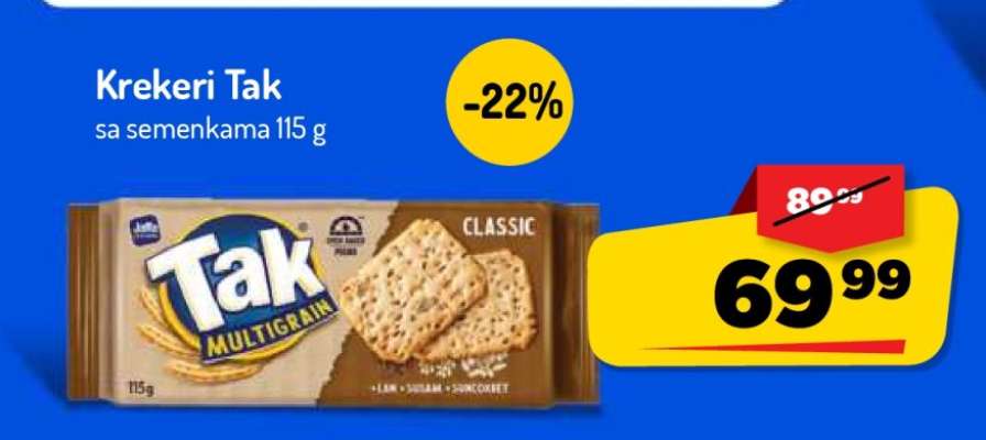 Krekeri Tak sa semenkama 115 g