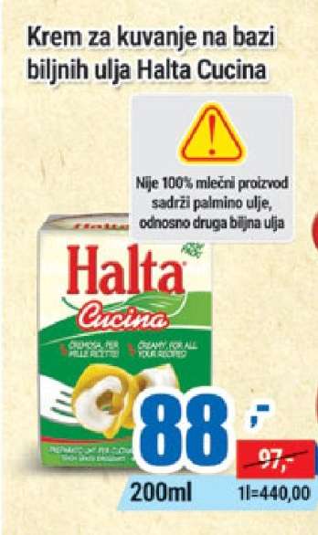Krem za kuvanje na bazi biljnih ulja Halta Cucina