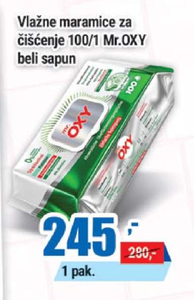 Vlažne maramice za čišćenje 100/1 Mr.OXY beli sapun