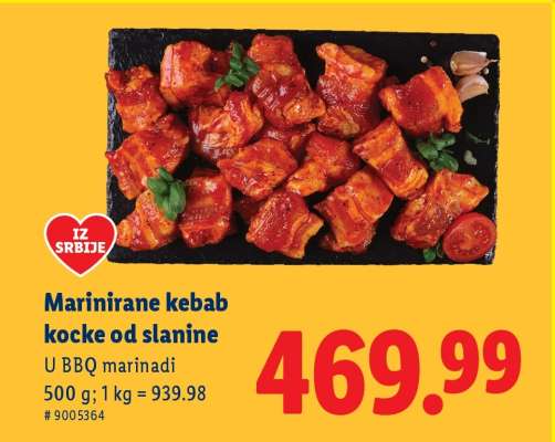 Marinirane kebab kocke od slanine