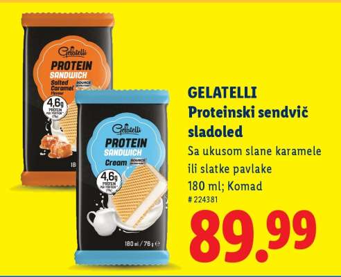 Gelatelli Proteinski sendvič sladoled