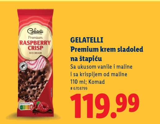 GELATELLI Premium krem sladoled na štapiću