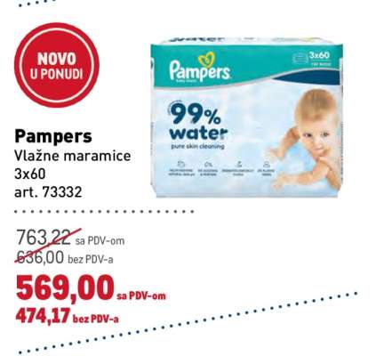 Pampers Vlažne maramice 3x60