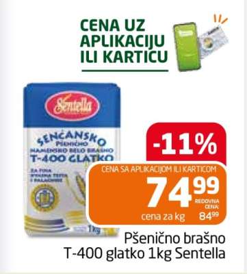 Pšenično brašno T-400 glatko 1kg Sentella