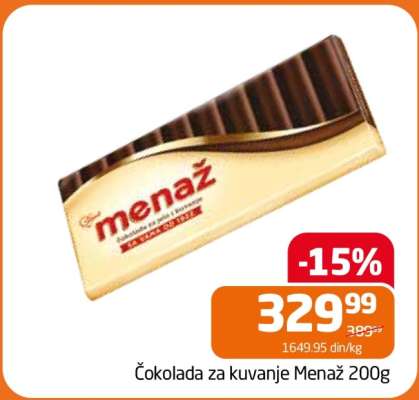 Čokolada za kuvanje Menaž 200g