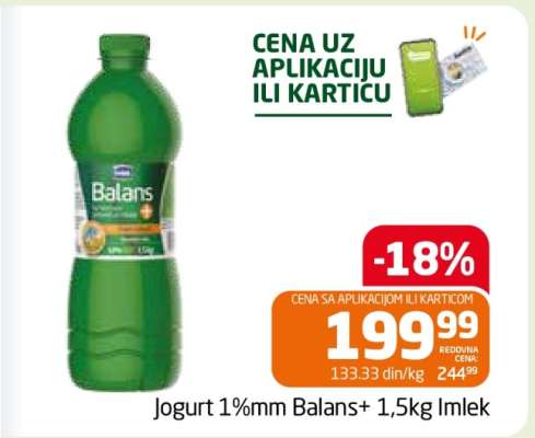 Jogurt 1%mm Balans+ 1,5kg Imlek