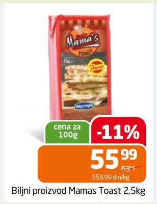 Biljni proizvod Mamas Toast 2,5kg