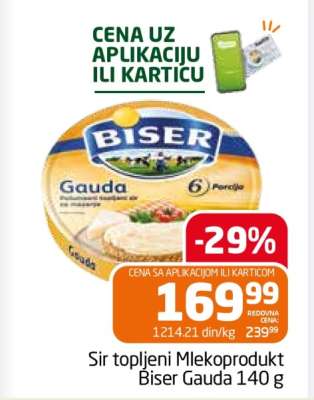 Sir topljeni Mlekoprodukt Biser Gauda 140 g