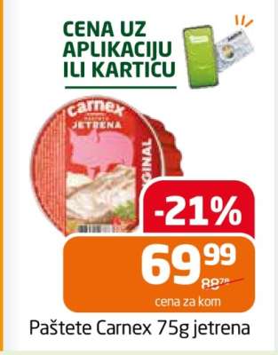 Paštete Carnex 75g jetrena