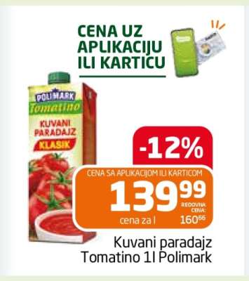 Kuvani paradajz Tomatino 1l Polimark