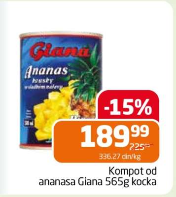 Kompot od ananasa Giana 565g kocka