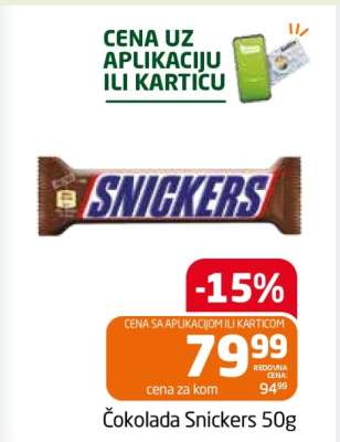 Čokolada Snickers 50g