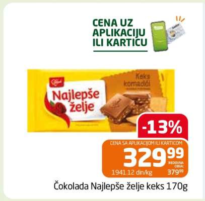 Čokolada Najlepše želje keks 170g