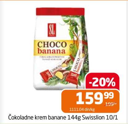 Čokoladne krem banane 144g Swisslion 10/1