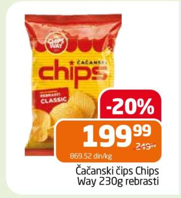 Čačanski čips Chips Way 230g rebrasti