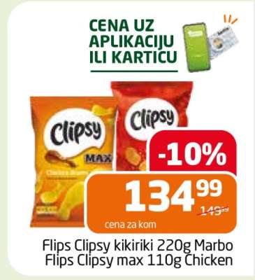 Flips Clipsy kikiriki 220g Marbo, Flips Clipsy max 110g Chicken