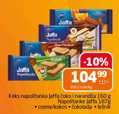 Keks napolitanka Jaffa čoko i narandža 160 g, Napolitanke Jaffa 187 g