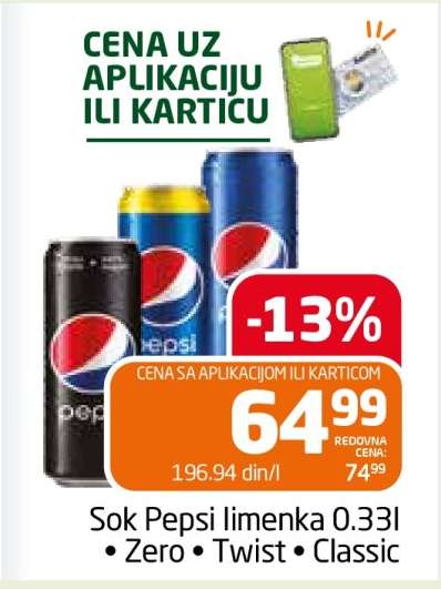 Sok Pepsi limenka 0.33l