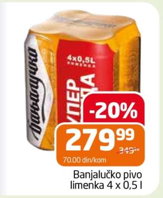 Banjalučko pivo limenka 4 x 0,5 l