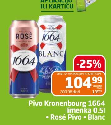 Pivo Kronenbourg 1664 limenka 0.5l
