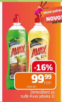 Deterdžent za suđe Avax jabuka 1l