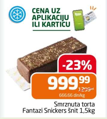Smrznuta torta Fantazi Snickers šnit 1,5kg