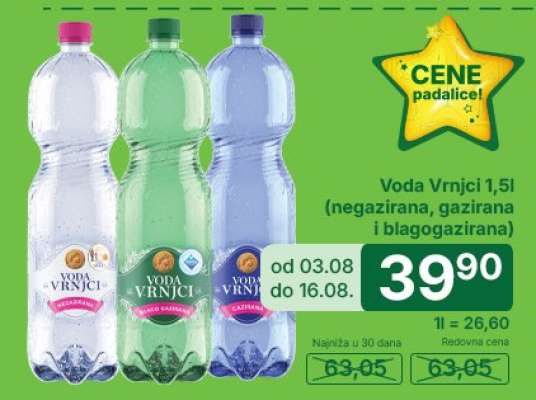 Voda Vrnci 1,5l (negazirana, gazirana i blagogazirana)
