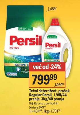 Tečni deterdžent, prašak Regular Persil, 1.98l/44 pranje, 3kg/40 pranja
