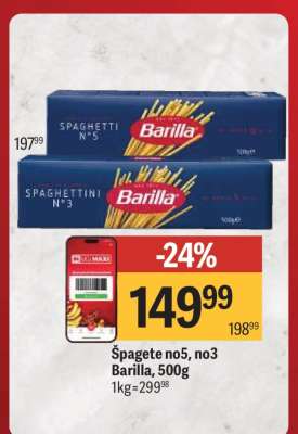 Špagete no5, no3 Barilla, 500g