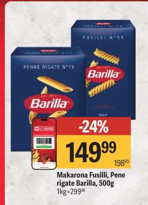 Makarona Fusilli, Pene Rigate Barilla, 500g
