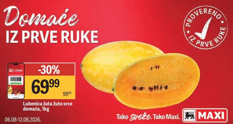 Lubenica žuta žuto srce domaća 1kg