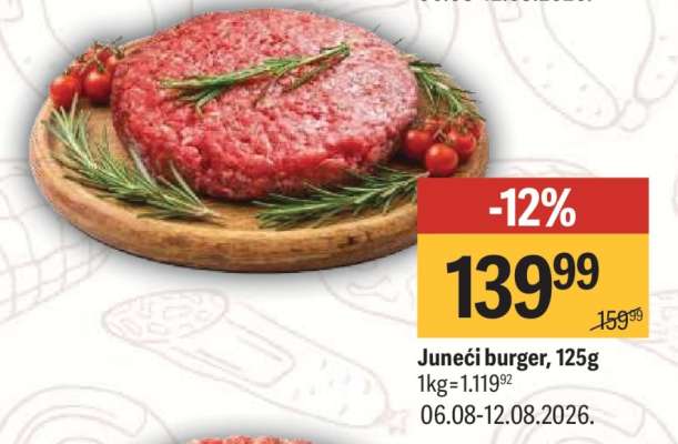 Junečí burger, 125g