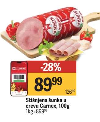 Stisnjena šunka u crevu Carnex 100g