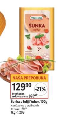 Šunka u foliji Yuhor 100g