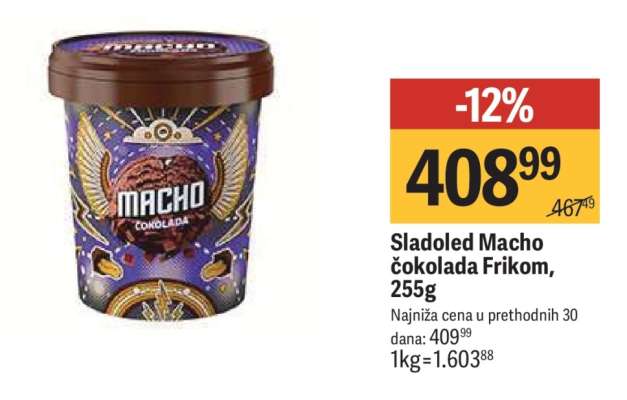 Sladoled Macho čokolada Frikom, 255g