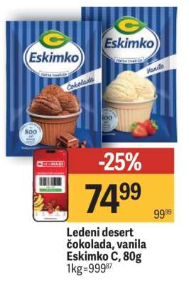 Ledeni desert čokolada vanila Eskimko C 80g