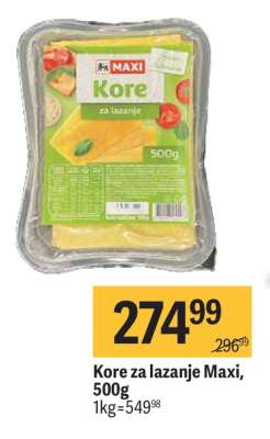 Kore za lazanje Maxi, 500g