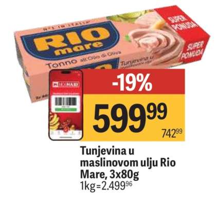 Tunjevina u maslinovom ulju Rio Mare 3x80g