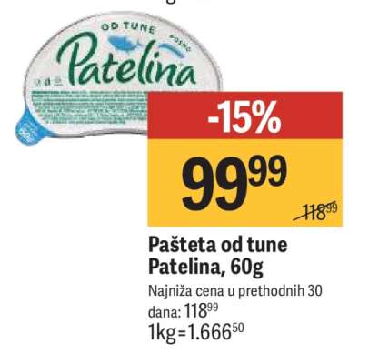 Pašteta od tune Patelina , 60g