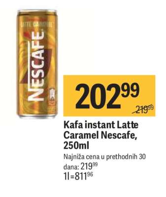 Kafa instant Latte Caramel Nescafe, 250ml