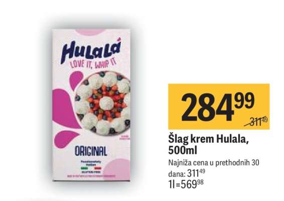 Šlag krem Hulala, 500ml