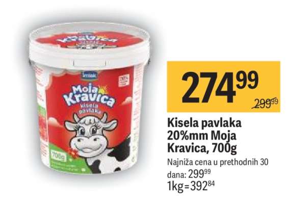 Kisela pavlaka 20% mm Moja Kravica 700g