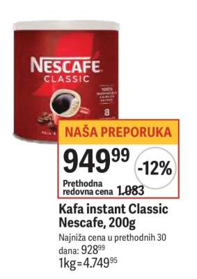 Kafa instant Classic Nescafe 200g